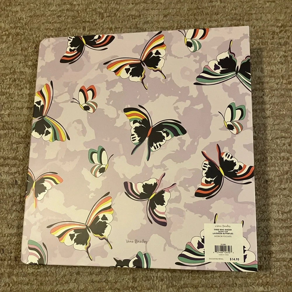 🆕 Vera Bradley Pastel Butterfly Binder